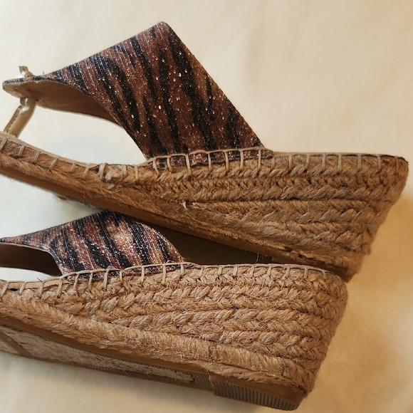 White Mountain Beachball Brown & Black Sparkle Wedge Sandals Size 7.5 - Picture 6 of 6